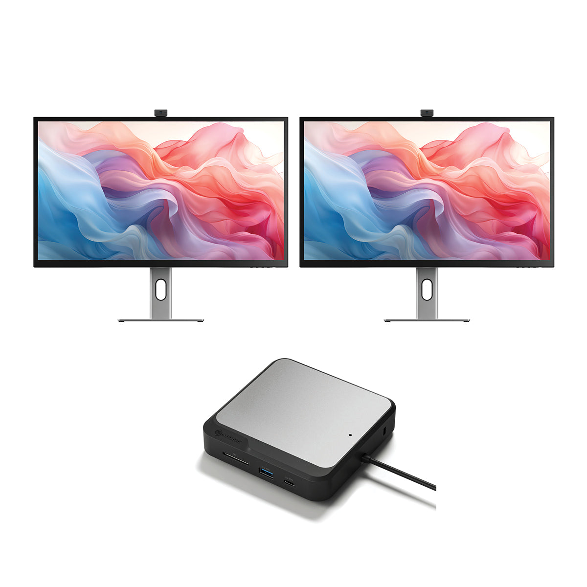 Clarity Max Touch 32" UHD 4K Monitor with USB-C Power Delivery, Webcam and Touch Screen (Pack of 2) + Dual 4K Universal Docking Station Ð HDMI Edition