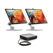 Clarity Fold Touch 27" 4K UHD Monitor with 65W Power Delivery, Webcam, Touchscreen & Fold Stand (Pack of 2) + Dual 4K Universal Docking Station - HDMI Edition