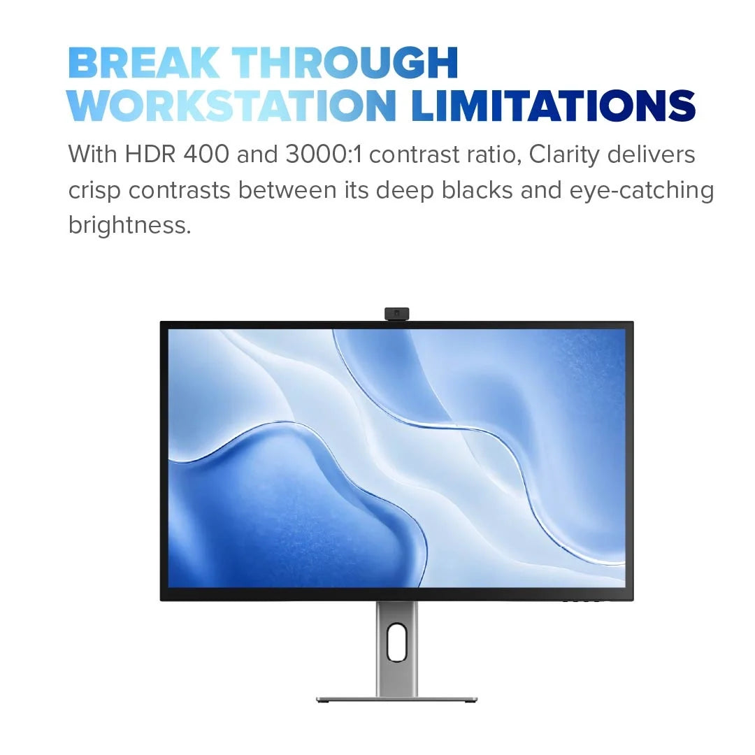 Clarity Max Pro 32" UHD 4K Monitor with 90W Power Delivery and Webcam