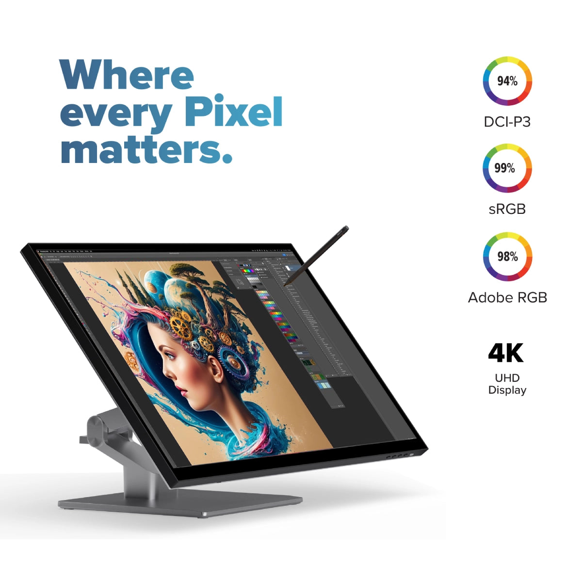 Clarity Fold Touch 32" 4K UHD Monitor with 65W Power Delivery, Webcam, Touchscreen & Fold Stand