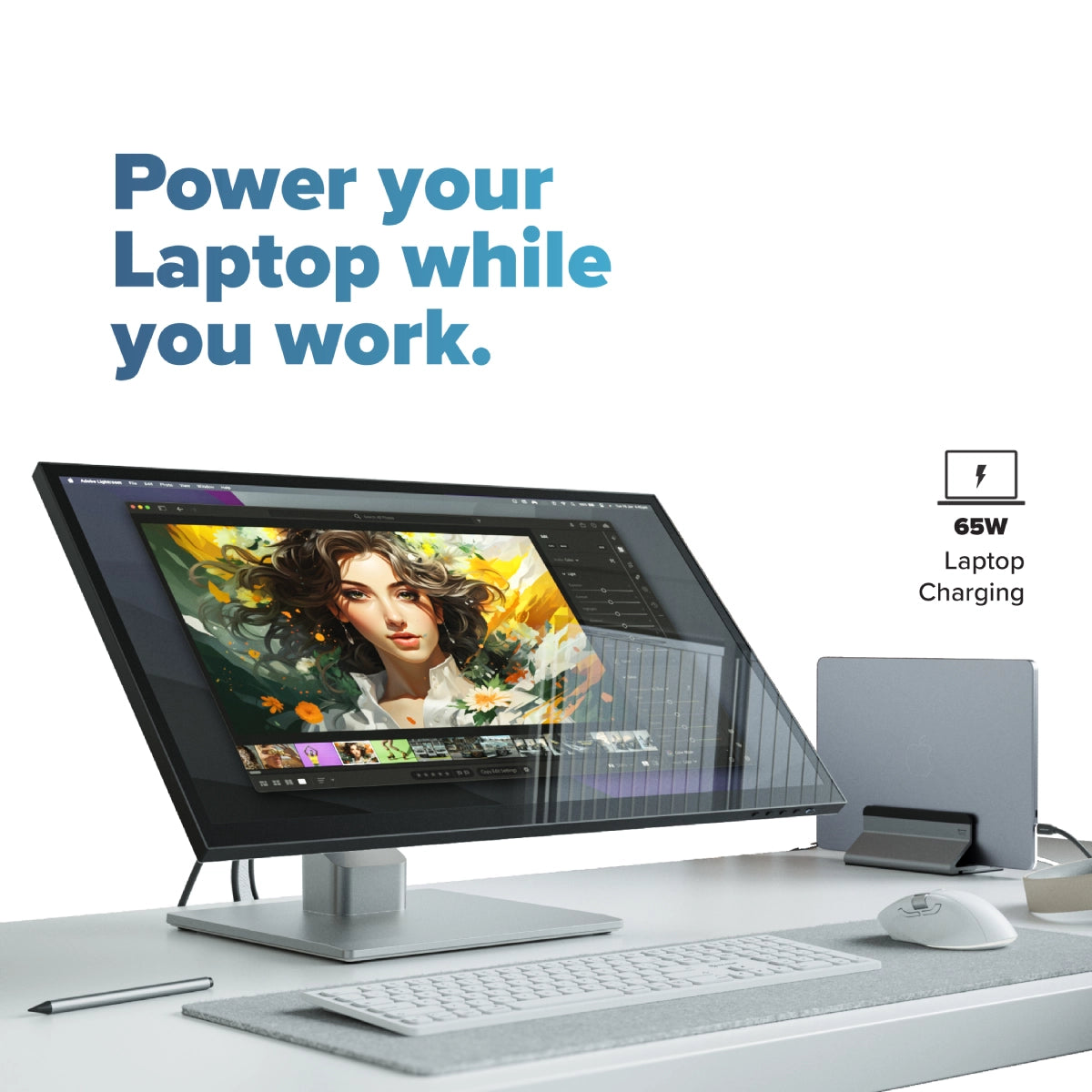 Clarity Fold Touch 32" 4K UHD Monitor with 65W Power Delivery, Webcam, Touchscreen & Fold Stand