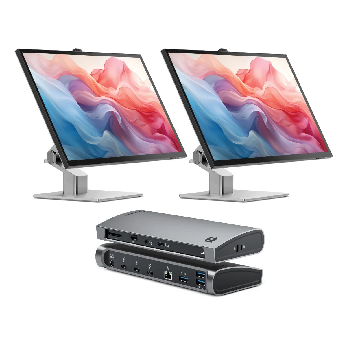 Clarity Fold Touch 32" 4K UHD Monitor with 65W Power Delivery, Webcam, Touchscreen & Fold Stand (Pack of 2) + Thunderbolt 4 BLAZE Docking Station
