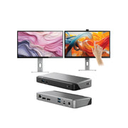 CLARITY 27" UHD 4K Monitor + Clarity Pro Touch 27" UHD 4K Monitor with 65W PD, Webcam and Touchscreen + DX2 Dual 4K Display Universal Docking Station - with 65W Power Delivery