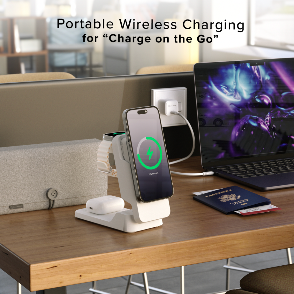 Matrix Ultimate 3-in-1 Wireless Charger with 5,000mAh MagSafe Power Bank - Global Edition